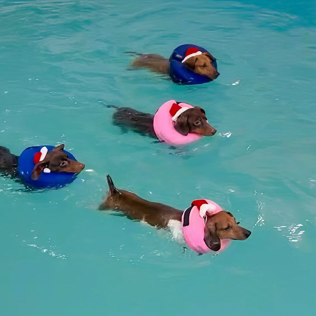 Look filhote de cachorro natação cão natação anel de natação pet colete salva-vidas colar PVC anel inflável Elizabeth an