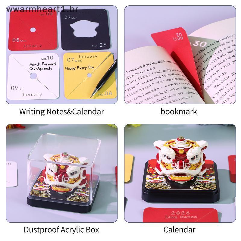 WWARM 2027 3D Tear-away Calendário Escultura Arte Mesa Bloco De Notas Decoração De Natal