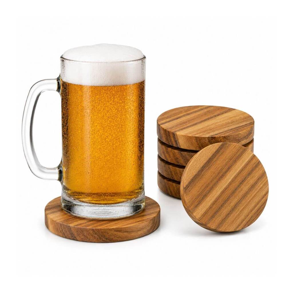 Porta Copo Madeira Kit 6 Descanso Apoio Caneca Taça Drink Mesa Posta Bolacha Protetor Pra Cerveja