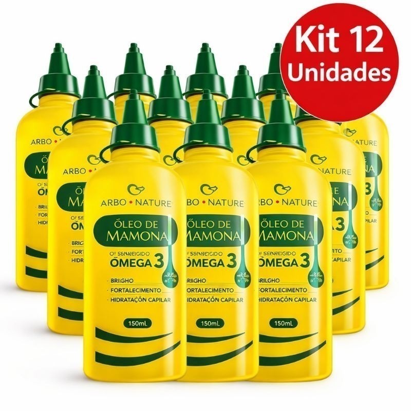 kit 12 Óleo de Mamona 150ml Arbo Nature – 100% Vegetal, Hidratação + Brilho Capilar