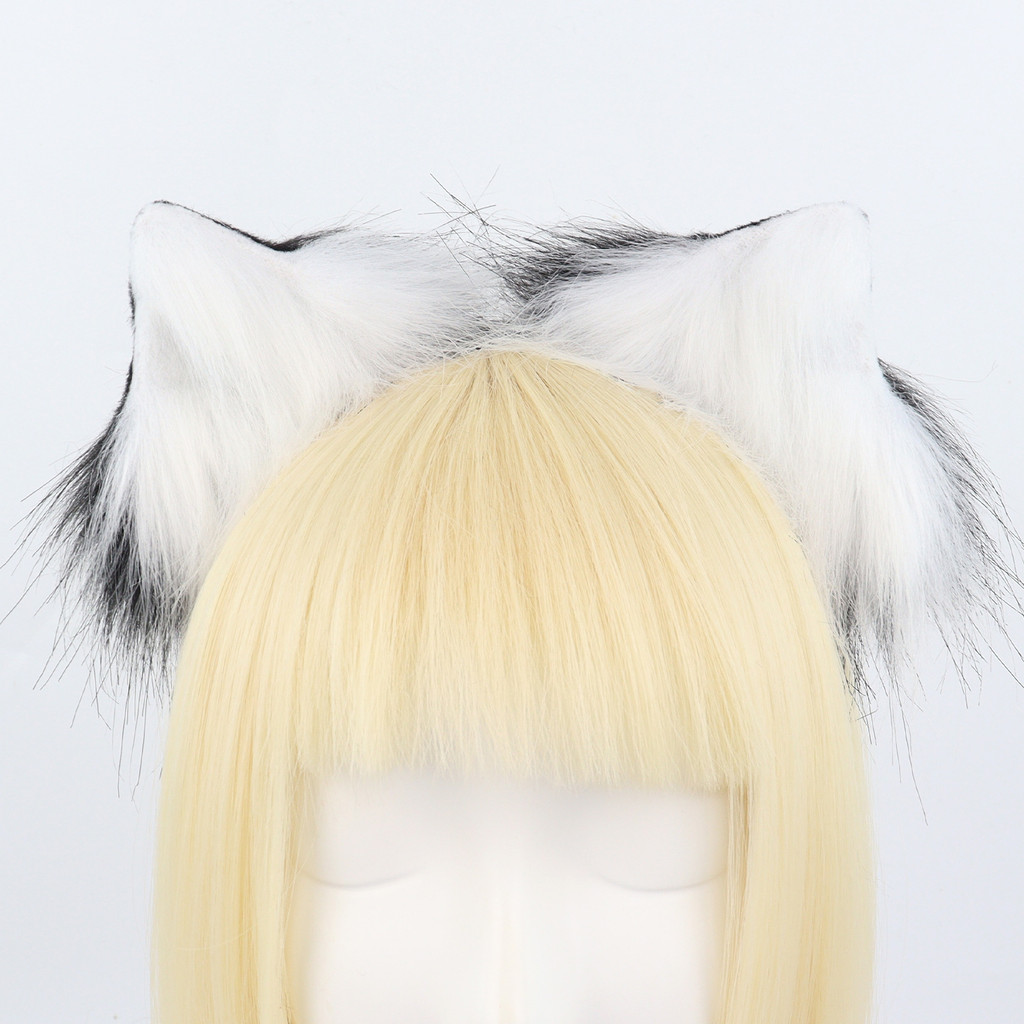 Presilha de cabelo de pelúcia com orelhas de gato, acessório de orelhas de raposa, tiara de orelhas de animais feita à m