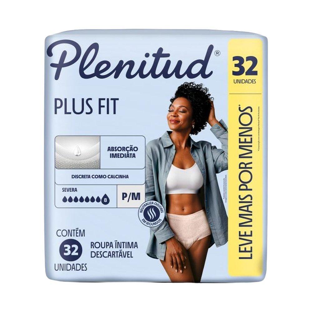 Fralda Descartável Plenitud Plus Fit Roupa Íntima P/M/G/XG - 2 Pacotes com 32 Fraldas - Total 64 Tiras