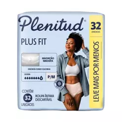 Fralda Descartável Plenitud Plus Fit Roupa Íntima P/M/G/XG - 2 Pacotes com 32 Fraldas - Total 64 Tiras