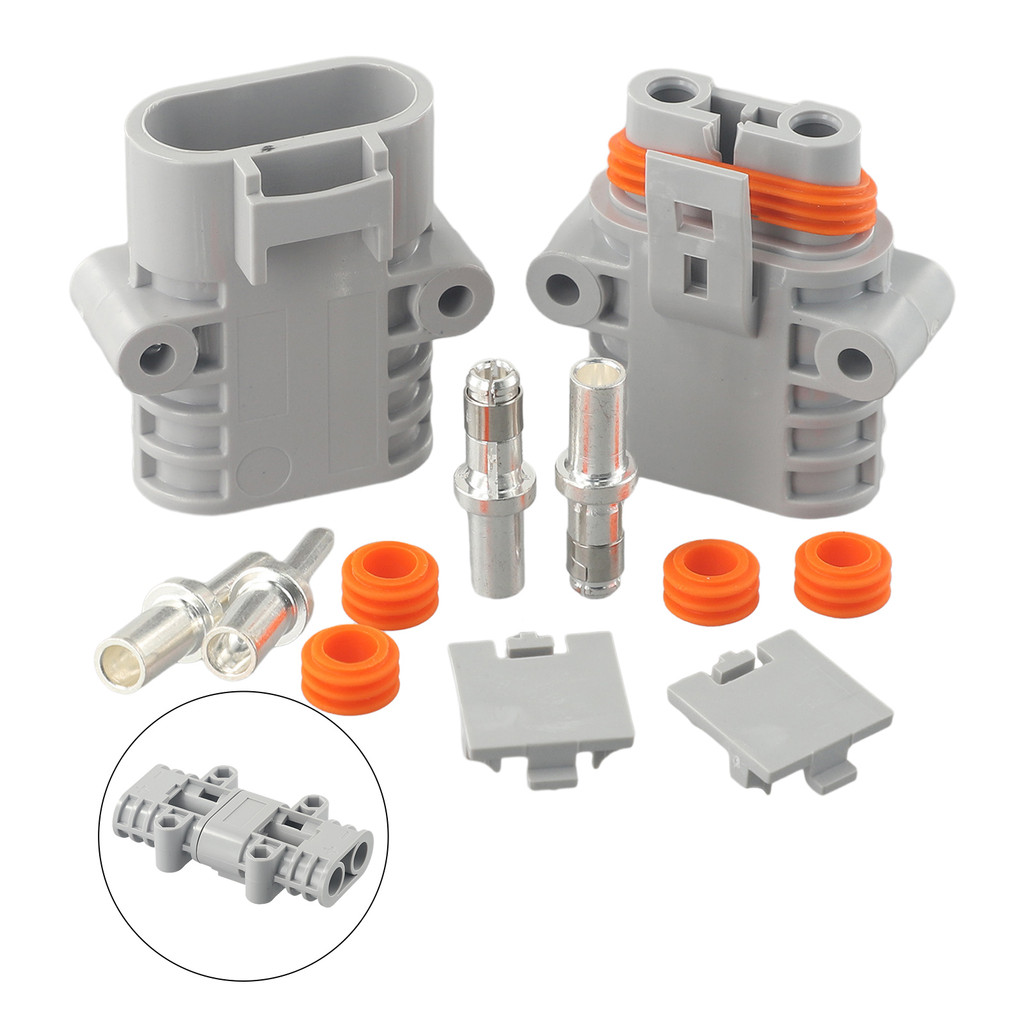 Par De Conectores De Alimentação Do Cabo Da Empilhadeira Anderson 50 Amp 600V 6 AWG Cinza
