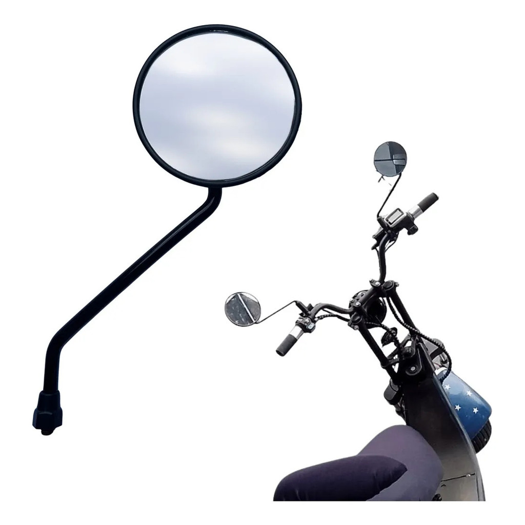 Par de Espelho Retrovisor Reposição Scooter Moto Elétrica Redondo Ajustável Rosca Direita 8mm · foto 2