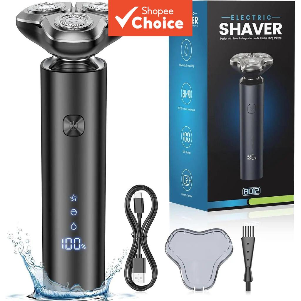 Barbeador Elétrico para Homens - Máquina de Barbear Rotativa 3 Lâminas com Touch Switch, Carregamento Rápido Tipo C e