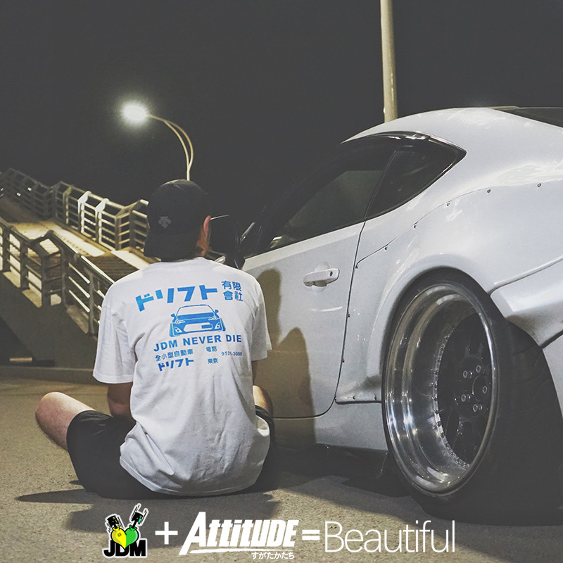 ATITUDE ATITUDE Japão JDM Camisa Cultural Modificada Toyota 86BRZ Estilo Retro Puro Algodão Camiseta de Manga Curta