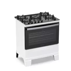 Fogão 5 Bocas Atlas Agile Up Com Mesa De Vidro A Gás Bivolt Branco