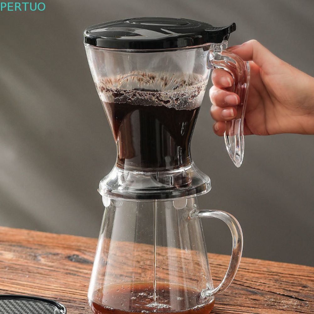 PERTUO Despeje Sobre Gotejador De Café , Copo De Filtro Transparente Para PC , Com Tapete De 600ml Infusor De Chá Americ