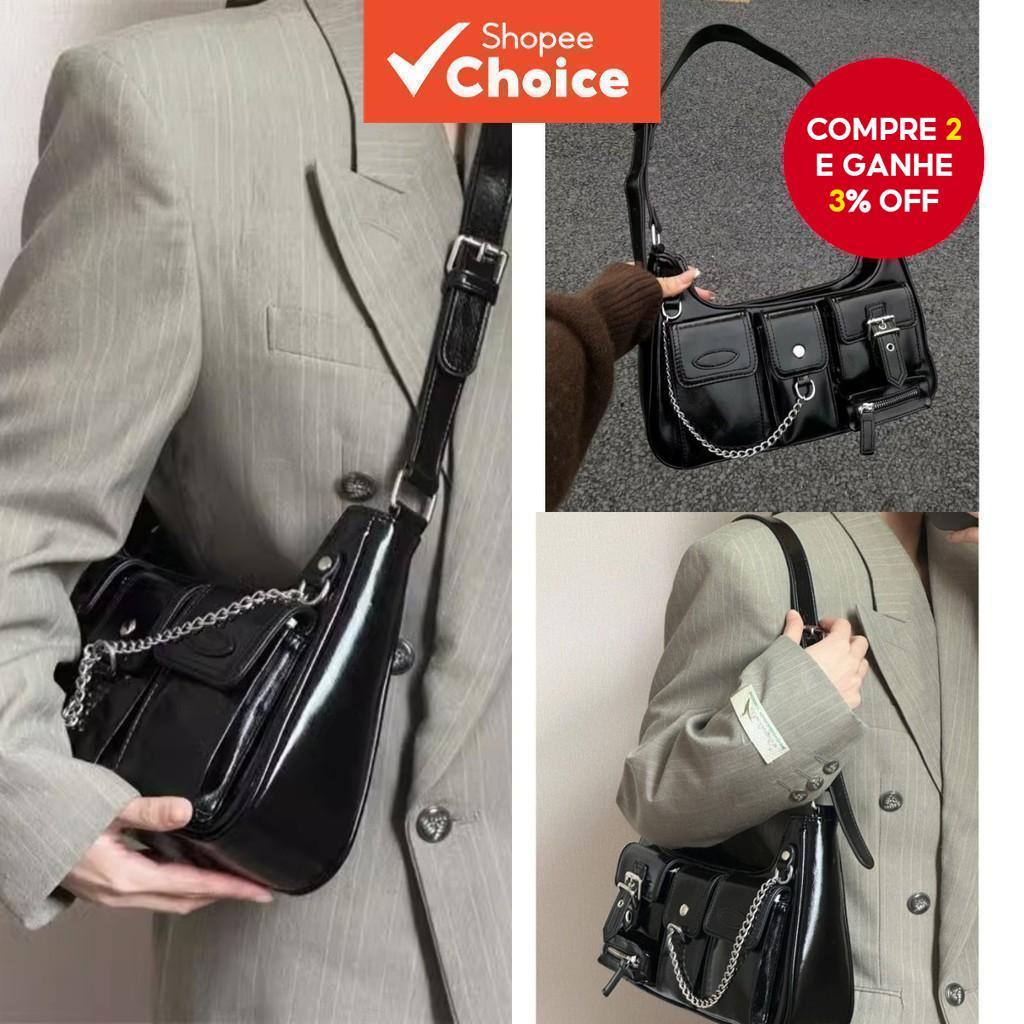 Bolsa para Motocicleta Estilo Hong Kong Retro Street Bolsa Feminina para Ombro e Trabalho Namoro e Presente de Saída