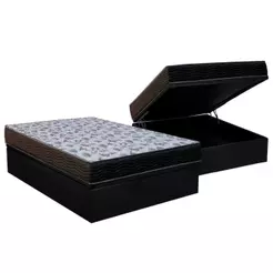 Cama Box Baú Casal: Colchão Anatômico Ortobom D33 / ISO 100 Ultra Firme + Base CRC Courano Black(138x188)