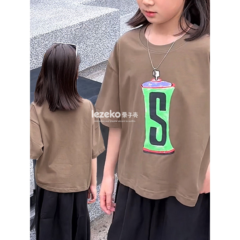Meninos meninas camiseta de manga curta verão versão coreana novo estilo médio grande crianças verão camiseta crianças s