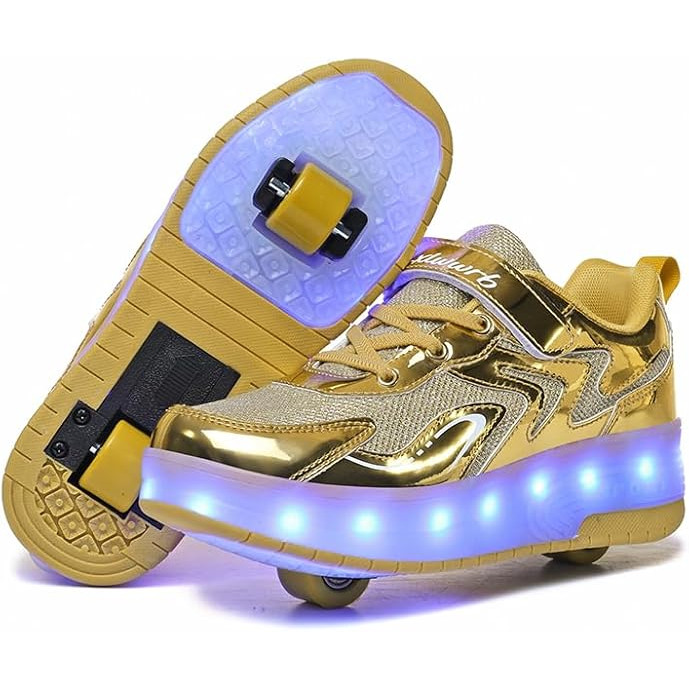 Sapatos De Patins Iluminados Para Crianças , Tênis Com Rodas De LED Retráteis , Rolo Recarregáveis USB Meninos E Meninas