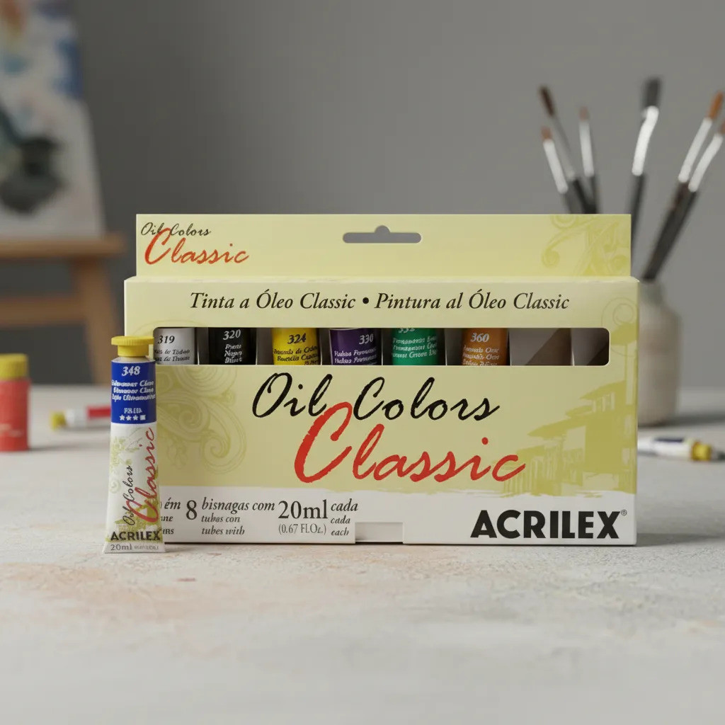 Estojo Tinta A Óleo Colors Classic Com 8 Bisnagas Acrilex 8 Cores