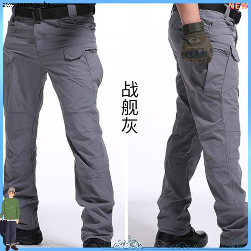 Calça Tática Masculina Militar Impermeável Com Bolso Cargo  Para Fora De Esportes Long Hiking Pesca Ar Livre