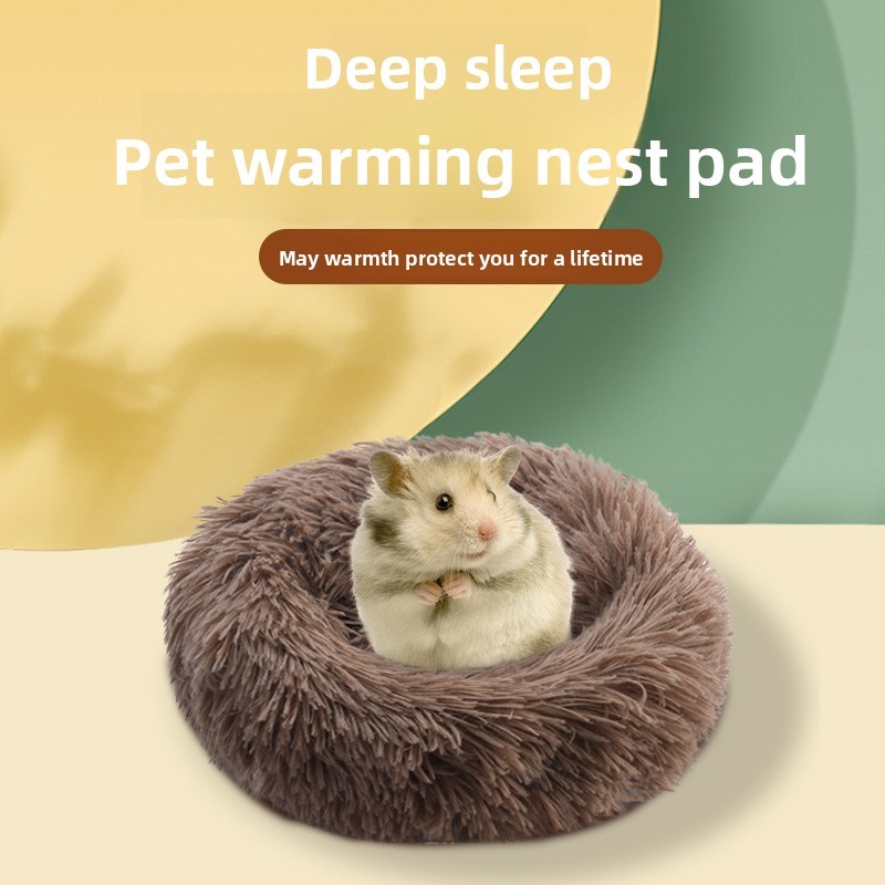 Ninho redondo de pelúcia para animais de estimação inverno quente pequeno tapete de dormir para animais de estimação