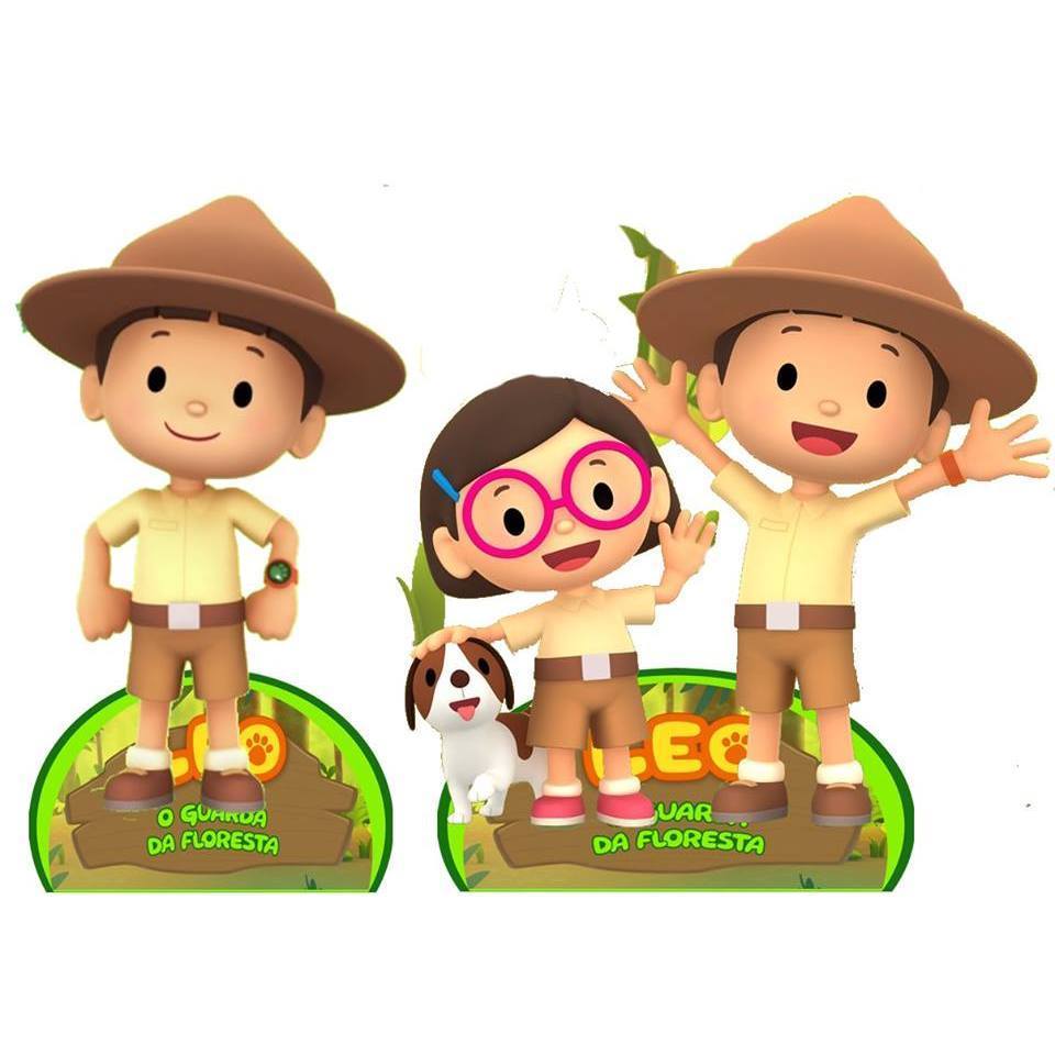 leo o guarda da floresta kit decoração de festa infantil 4 display de mesa 20cm