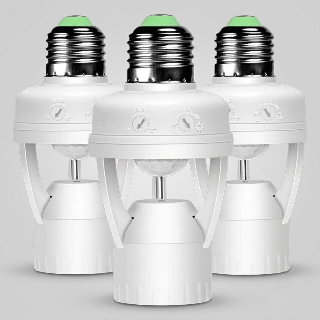 Sensor de Presença E27 Bivolt 360° Detector de Movimento Infravermelho Automático para Lâmpada Dia e Noite