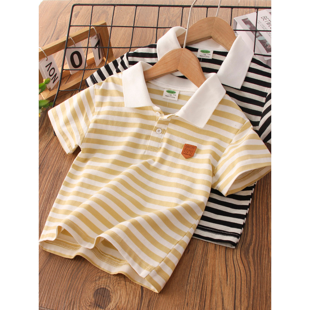 Meninos camisa Polo de manga curta verão 2026 novo estilo crianças verão camiseta bebê meia manga lapela listrado topo n