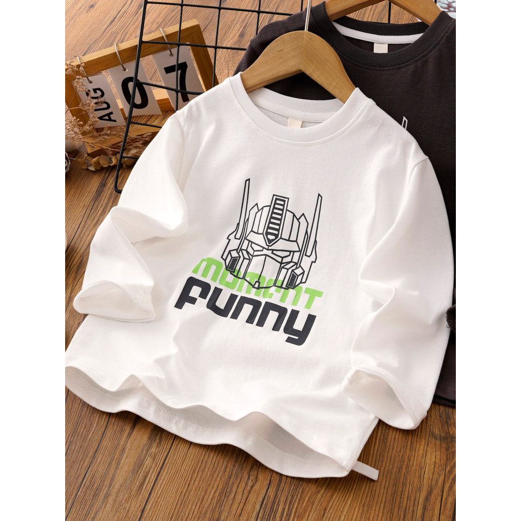Meninos de manga comprida camiseta primavera outono 2026 primavera novo estilo meninos puro algodão topos crianças camis