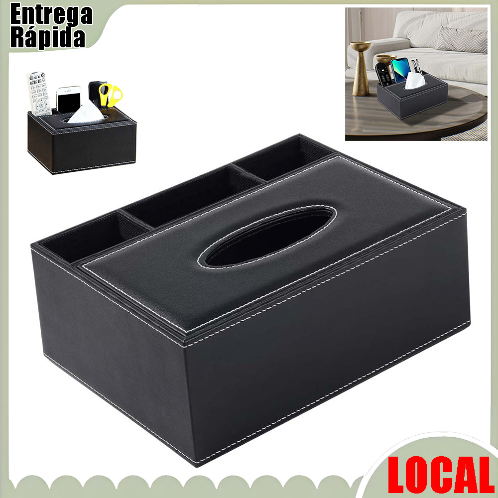 Caixa de tecido multifuncional preta 24x17x10cm Material de couro pu à prova d'água antiderrapante forte durável