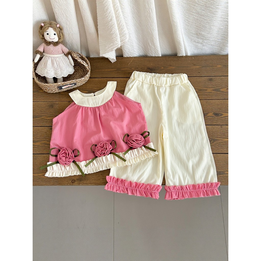 Feminino bebê verão moda colete calças terno bebê moda moda vestido de verão menina estilo coreano verão Wear