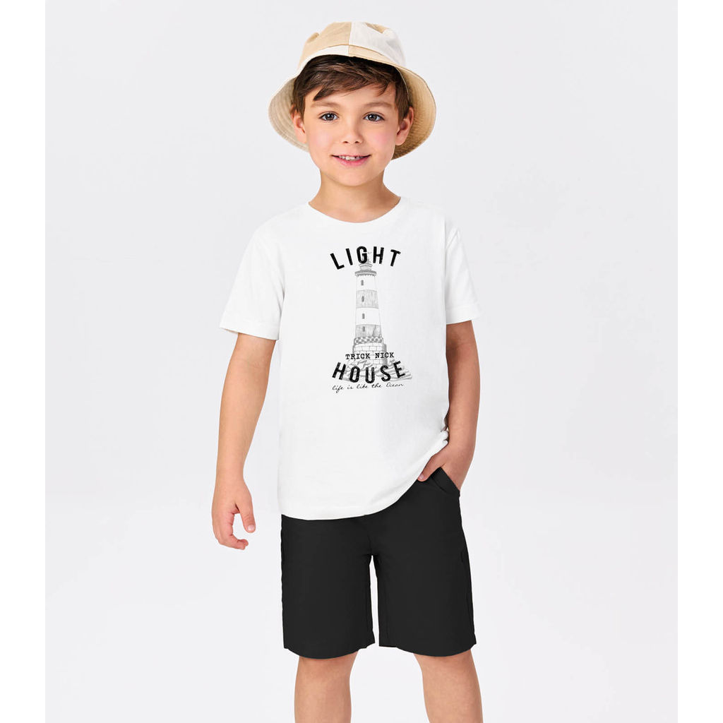 Conjunto Menina Camiseta Com Bermuda Trick Nick Branco