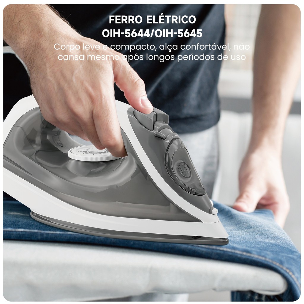 Ferro de Passar Roupa a Vapor Base Cerâmica Antiaderente Controle de Temperatura 127V 220V — imagem 2 de 2