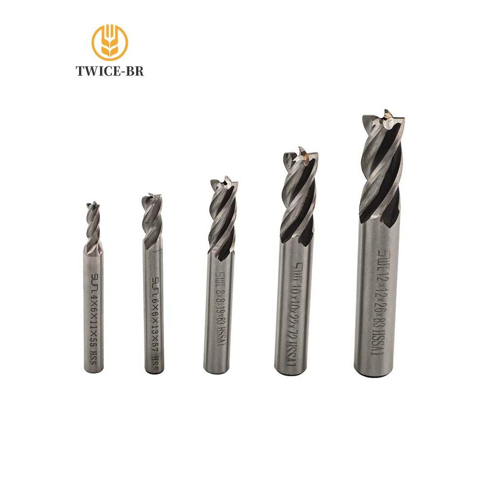 8 Pçs/Set Carboneto 4 Flautas CNC HSS Fresa Slot Broca Conjunto 2-12mm