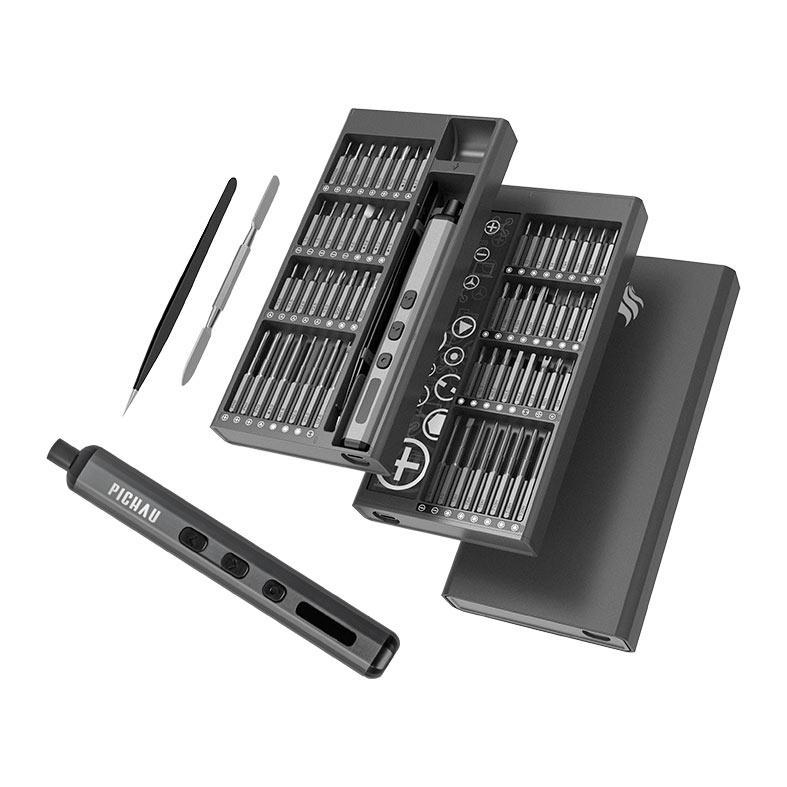 Kit Chave de Precisao Eletrica Pichau, Fenda Parafusadeira 68 em 1, Cinza Escuro, PCH-KIT68-GR01