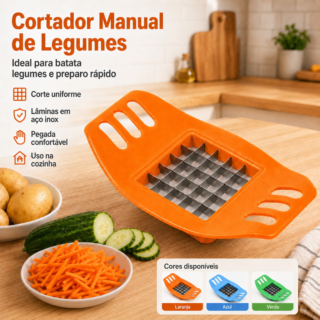 Cortador Fácil e Rápido De Legumes Manual com Lâminas de Aço Inoxidável Fatiador Multiuso Eficiente para Cozinha