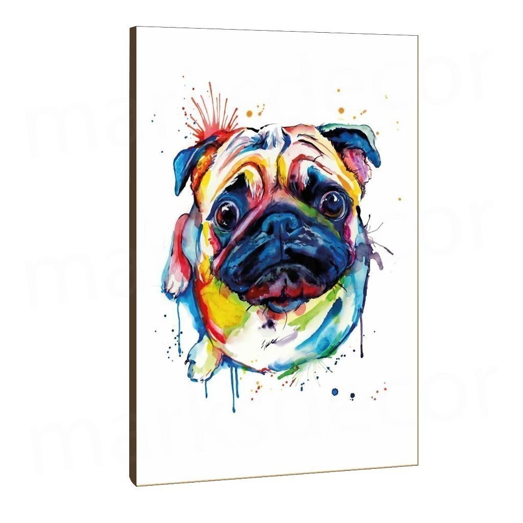 Quadro Decorativo Pug Colorido , Quadro de Cachorro - Quadro Para Petshop e Veterinário