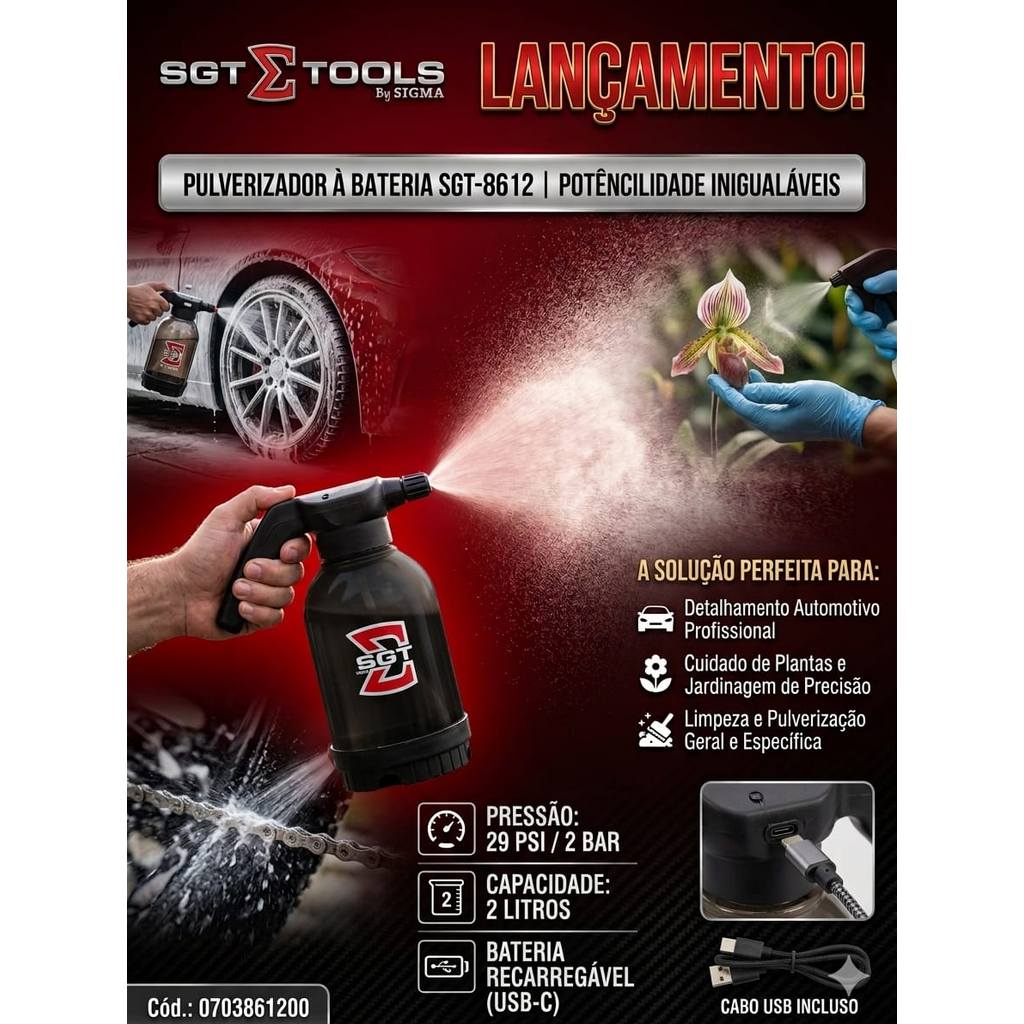 Borrifador Elétrico Sgt8612 2litros Recarregável Multi Spray · foto 2