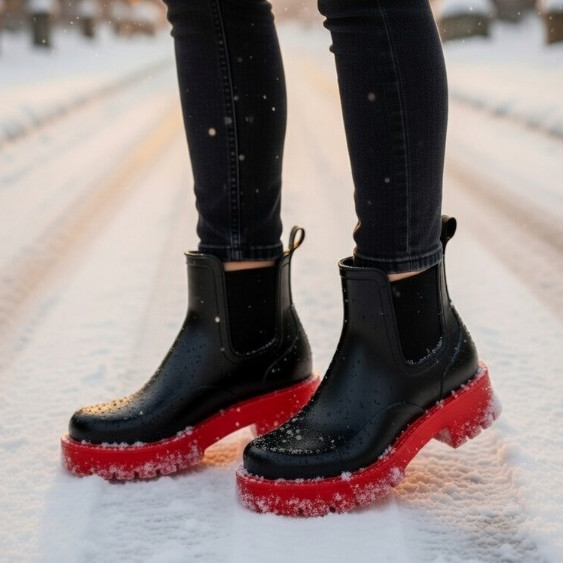 Bota Coturno Moda Mulheres Feminina Inverno Cores Galocha Frio Proteção Tendência Chuva Neve