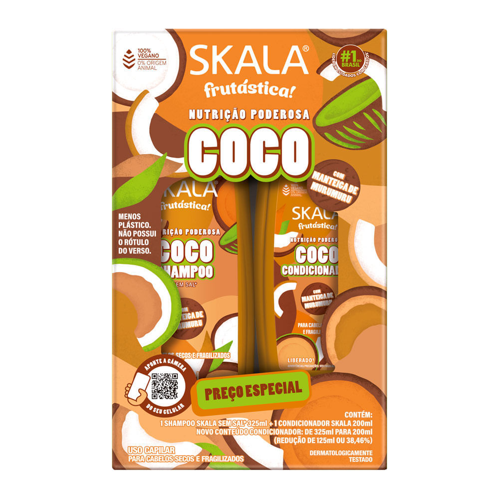 Shampoo 325ml e Condicionador 200ml Skala Frutástica Coco Nutrição Poderosa Preço Especial