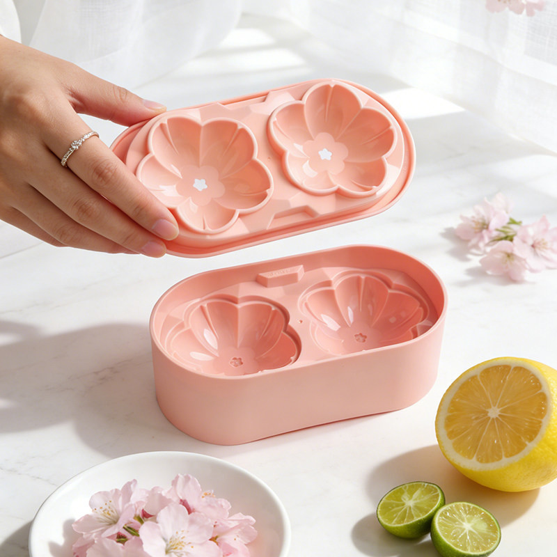 Molde de Gelo em Forma de Flor de Cerejeira, Molde de Gelo de Grau Alimentício, Acessórios DIY para Bebidas Geladas