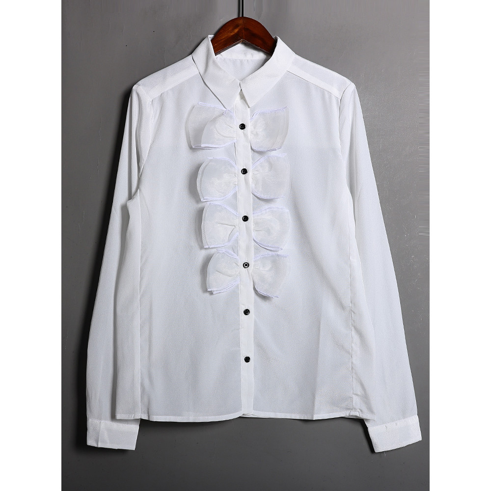 2026 primavera outono novo produto doce redução de idade estilo ocidental feminino lapela arco manga comprida camisa fin
