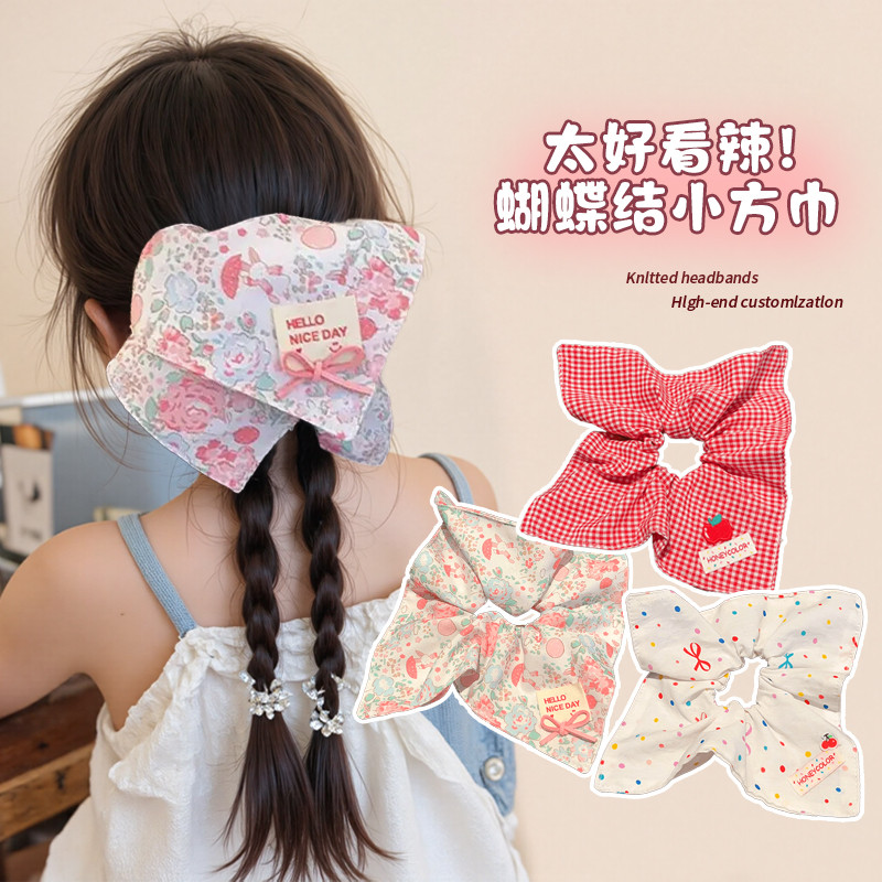 Crianças lenço quadrado anel de cabelo arco nó Scrunchy anel de cabelo meninas 2026 novo estilo rabo de cavalo corda de