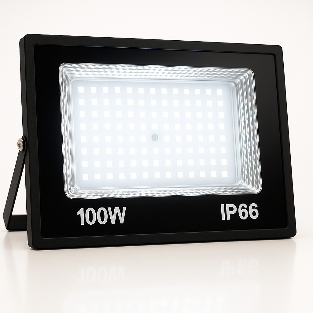 Refletor 100W BRANCO FRIO IP66 MINI LED Galpão Estacionamento Quadra Garagem Eventos