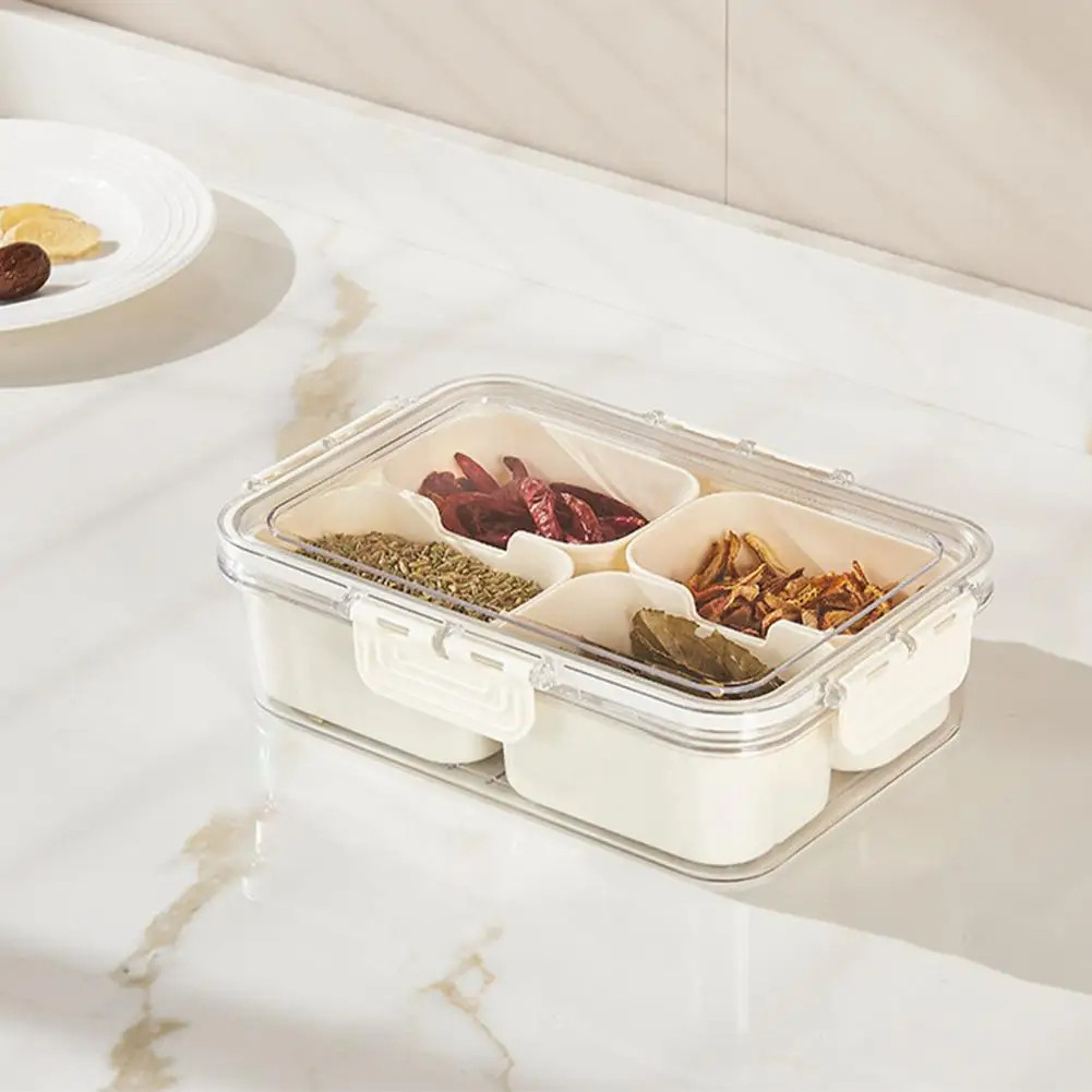 Pote Organizador de Geladeira Hermético Multiuso Com 4 Divisórias Para Alimentos e Verduras