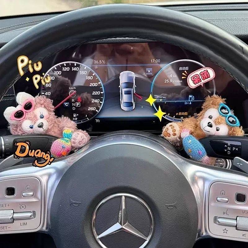 Bloco de carro decoração influenciador Shirley May Duffy urso boneca Interior limpador espelho retrovisor