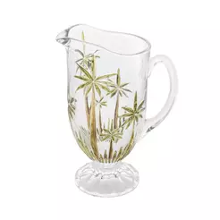 Jarra Palm Tree Handpaint 1,4L Cristal Ecológico Wolff para Água Sucos Bebidas Mesa Posta Servir Elegante Tropical Casa
