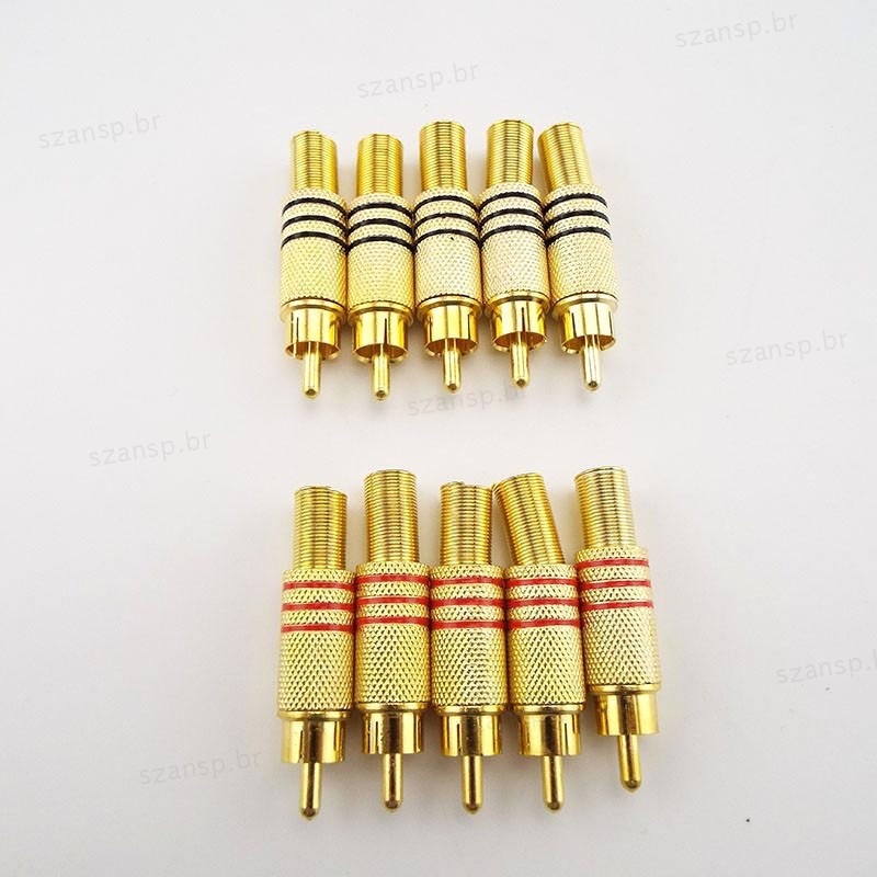 3 Pares RCA Macho Conector Plug Solda Áudio Vídeo Jack Adaptador Para Cabo BRA1