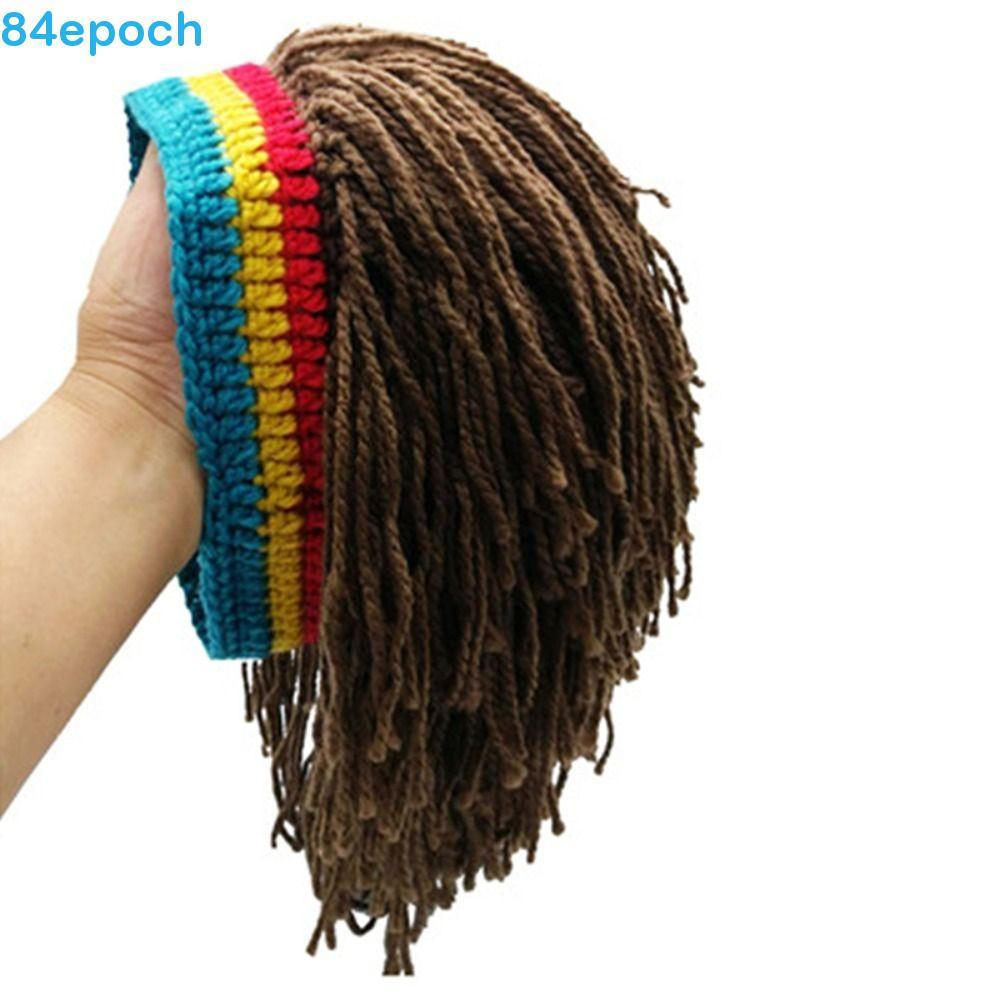 BREPOCH Peruca Masculina De Malha Jamaicano Gorros Acessórios Para O Cabelo Artesanal Crochê Fofo Preto Balaclava África