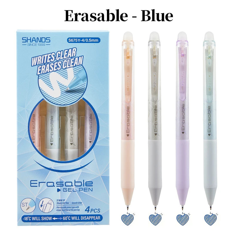 Caneta Apagável 0.5 Mm , Tinta Gel Preta E Azul , Secagem Rápida , De Escrita Confortável , Ideal Para Escola , Escritór