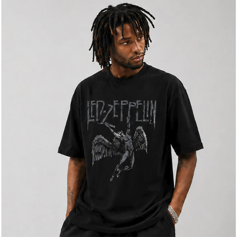 Camiseta Masculina Anjo Caindo - Camisa Rock Unissex 100% Algodão Plus Size Outono Inverno