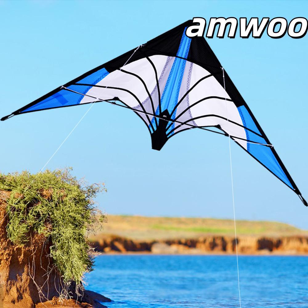 AMWOO 1.2m Kite , Good Flying 48 Polegada Blue Stunt Profissional Linha Dupla DIY Brinquedo 30m Line