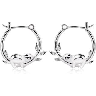 Sloth Earrings for Women Girls - Sterling Silver Sloth Hoop Earrings for Teens Hypoallergenic Cute Animal Earrings for S