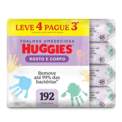 Lenços Umedecidos Huggies Rosto E Corpo Limpeza Leve 4 Pague 3 - 192 Unidades
