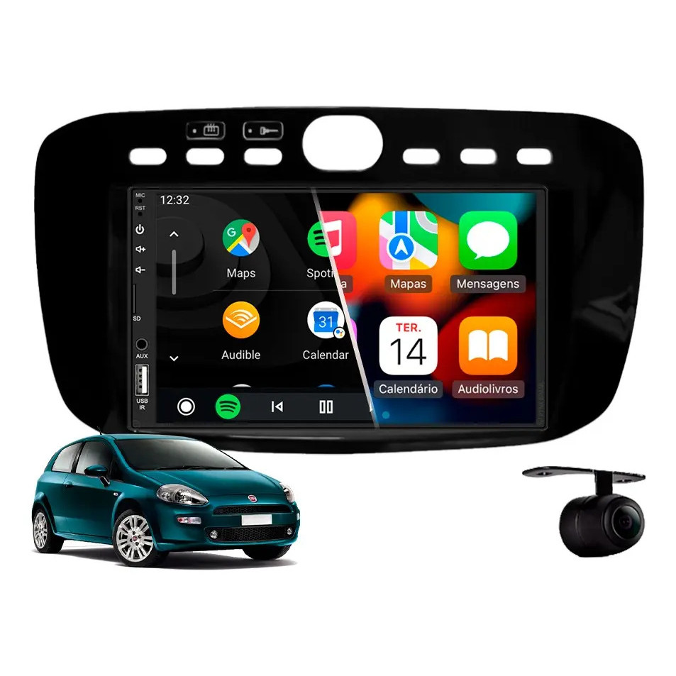 Central Multimídia Carplay Fiat Punto 2013 À 2017